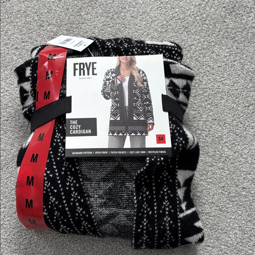 Frye Black and White Jacquard Cardigan